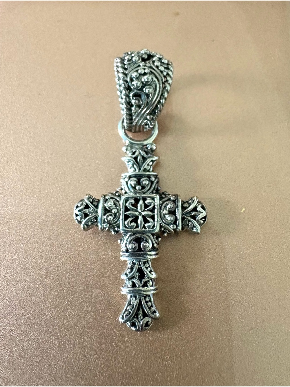 Sarda Ornate Sterling 925 Cross made in Bali, Indonesia Handcrafted
